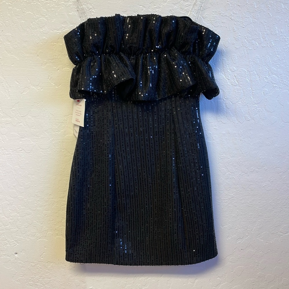 DO+BE Strapless Mini Dress Own Your Moment Ruffle Sequin
